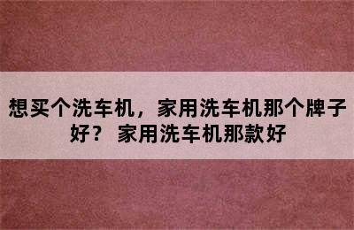 想买个洗车机，家用洗车机那个牌子好？ 家用洗车机那款好